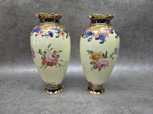 Pair of Royal Crown Derby porcelain vases