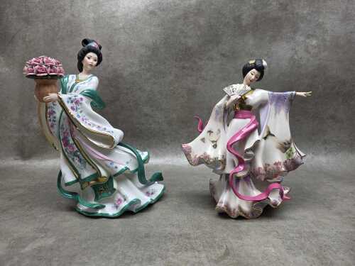 Two porcelain figures of Oriental ladies