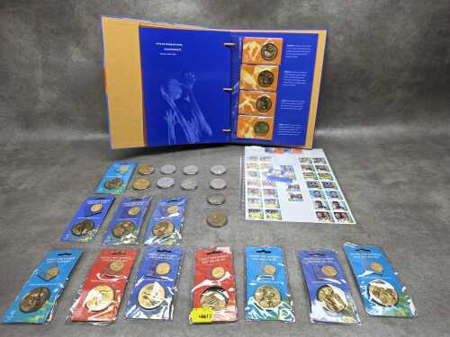 Collection of Sydney 2000 Australian $5 coins, including complete official collector's binder.
