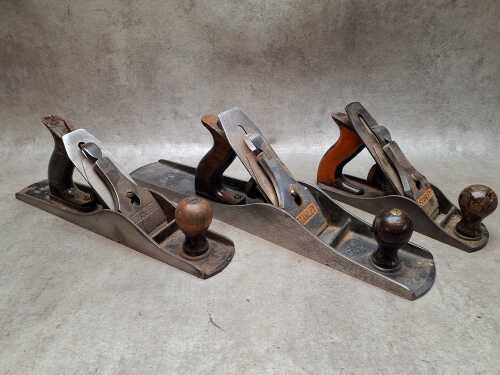Three Stanley Bailey woodworking planes