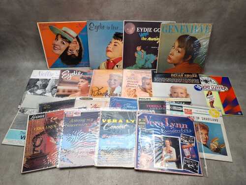Twenty vinyl records featuring female vocalists