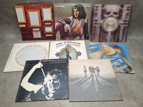 Eight Rock vinyl records, including Bad Company