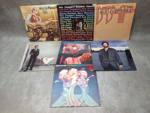 Seven blues rock vinyl records