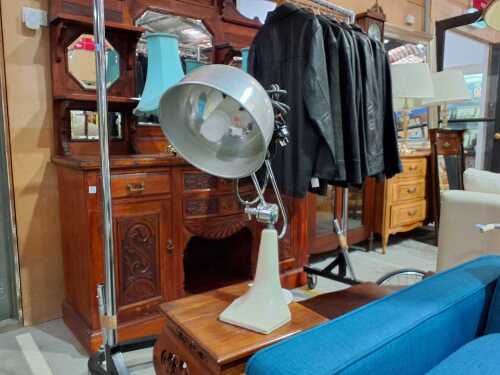 Industrial chrome and metal adjustable table lamp