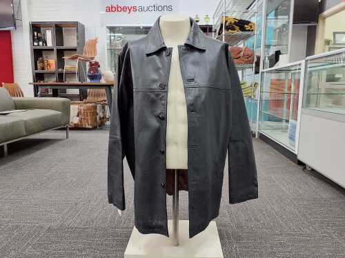 Structure black leather coat