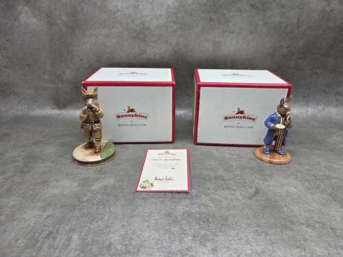 Two Royal Doulton Bunnykins limited edition figures including Aussie Breakfast and Coo-ee. Both with certificate and box