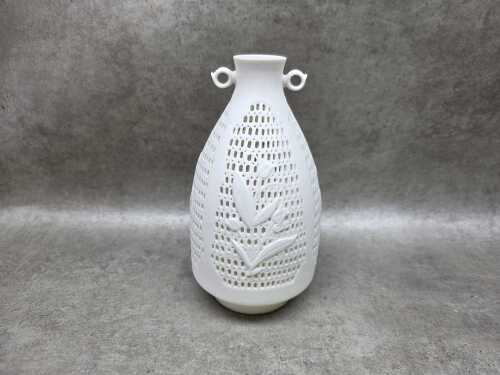 Chinese reticulated bisque porcelain vase