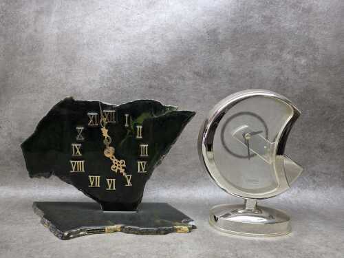 Two retro mantel clocks including jade and Citizen