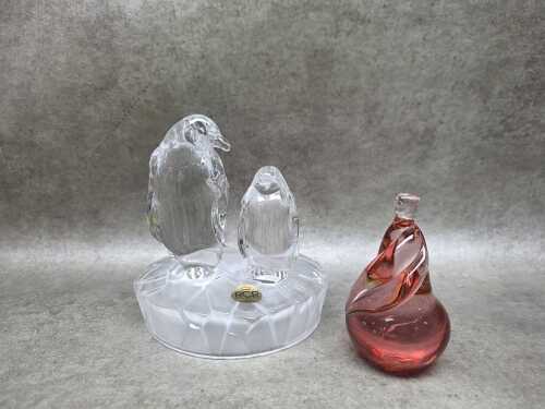 Two mid-century art glass figures