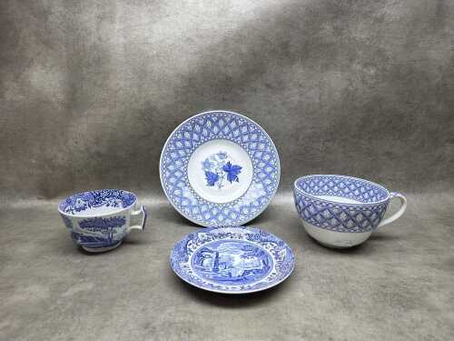 Two Spode blue and white porcelain breakfast duos