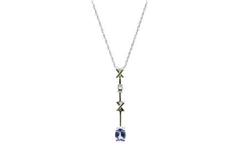 A tanzanite necklace in 14 carat white gold