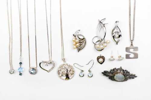 Collection of jewellery in sterling silver