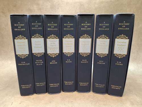 Seven Folio Society 'A History of England' books in slipcases