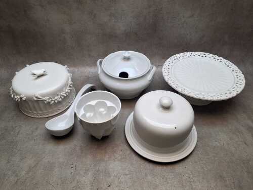 Rustic white glazed ceramic servingware