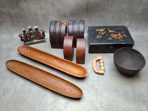 Timberware, including a Japanese lacquer box
