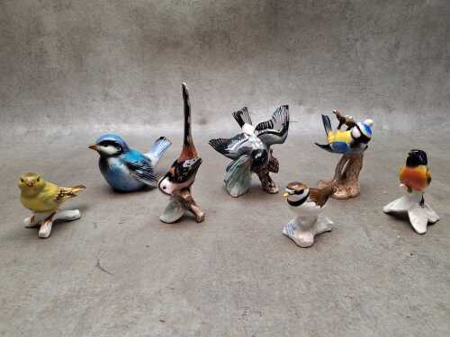 Seven Goebel porcelain bird figures