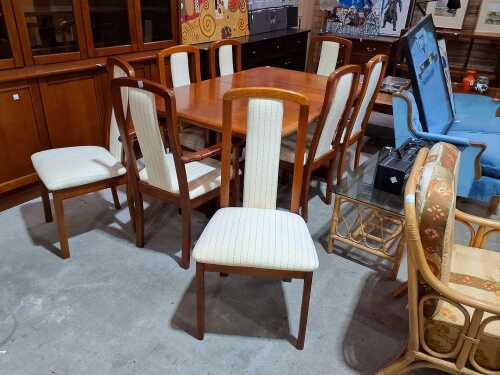 1970s timber nine piece dining suite