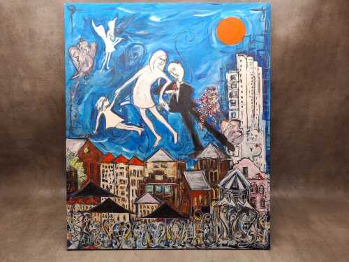 Karen Armstrong, The First Skyfamily, 2002. Acrylic painting on canvas