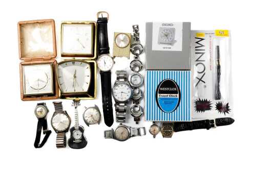 Collection of watches, straps, travel clocks and mantle clock