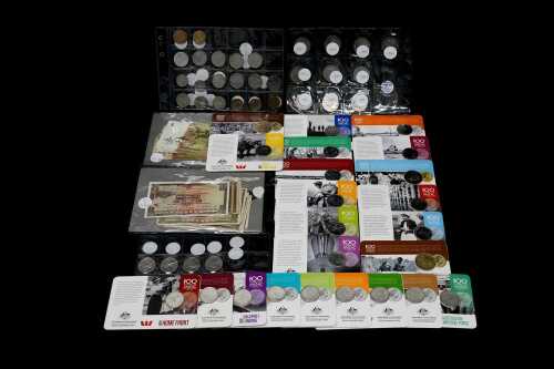 Group of assorted coins and banknotes