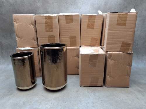 Ink + Ivy ceramic vases, in hammered gold tone