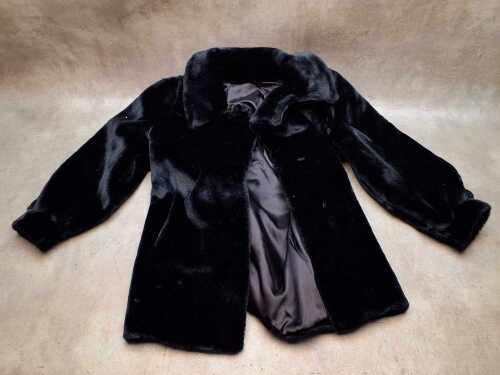 Black faux fur women's winter jacket