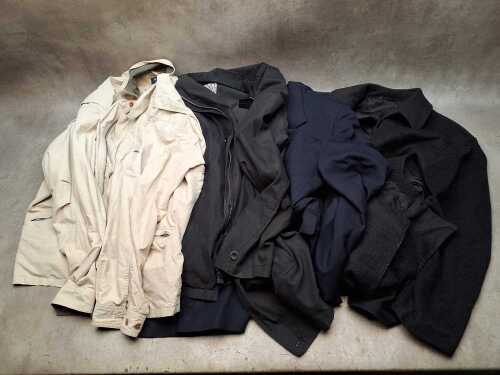 Five men's jackets and coats