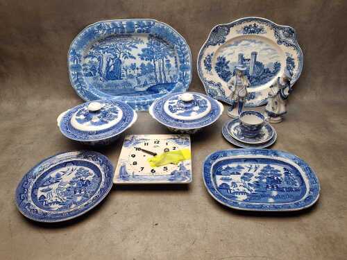 Blue and white porcelain including Johnson Brothers