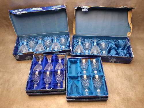 Boxed bohemia hand cut crystal glassware