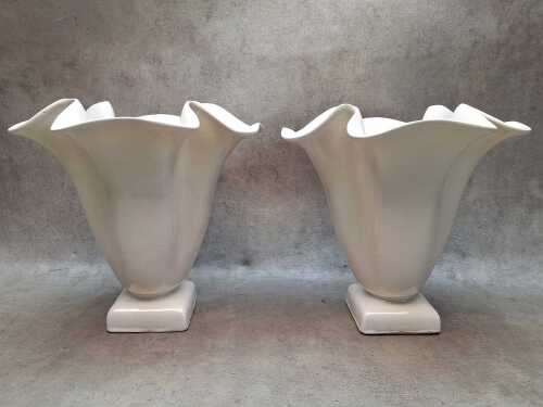 Pair of Rathgen australian cream pottery vases