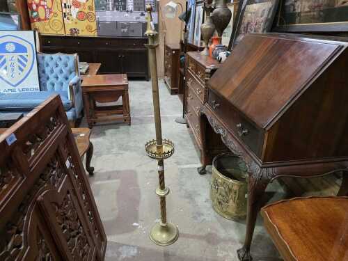Ecclesiastical brass candlestick with twisted stem