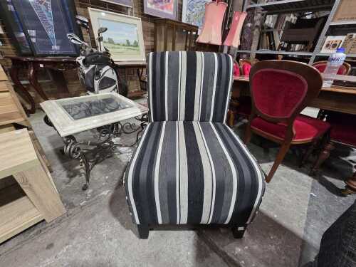 Striped upholstered chair