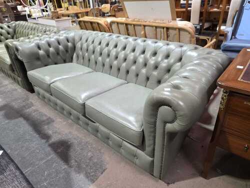 Sortino Chesterfield genuine cowhide three seater leather lounge