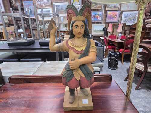 Hand painted decorative timber Indian maiden