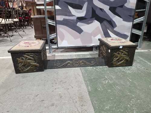 Pair of brass fireside boxes