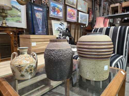Three ceramic decorative vases