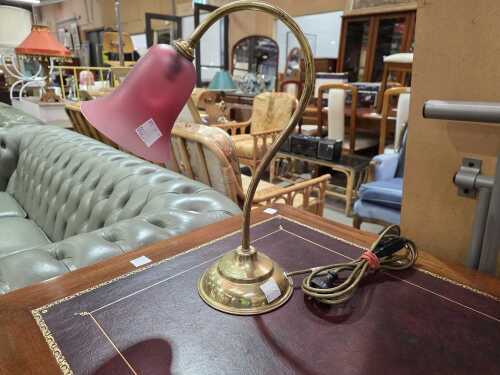 Brass goose-neck table lamp
