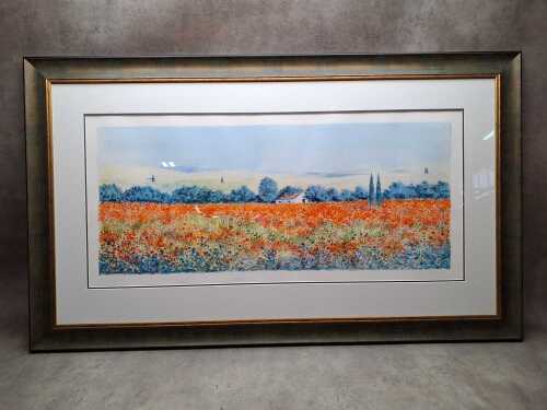 D'Ascenzi, (European landscape with poppies), watercolour painting on paper