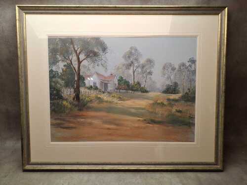 Margaret Woodhead, Cottage Blue Mountains. Pastel drawing on paper
