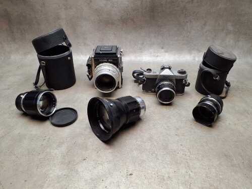 Two Kowa SLR film cameras, A/F
