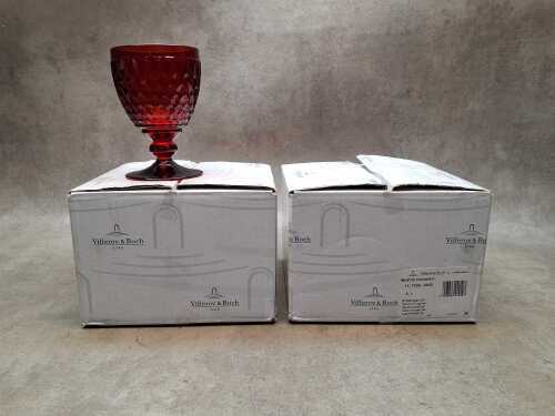 Eight Villeroy & Boch red 'Boston' wine goblets