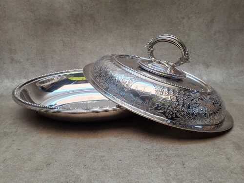Two silver plated serving dishes