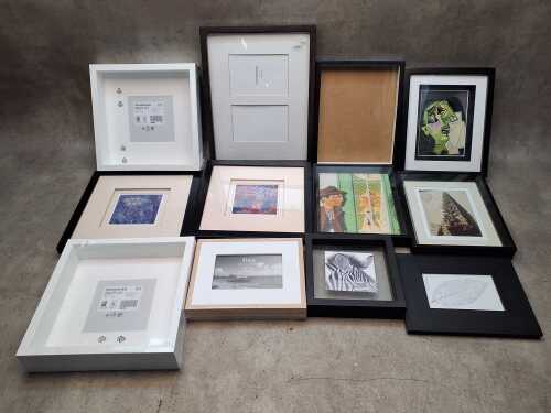 Contemporary black, white and natural picture frames