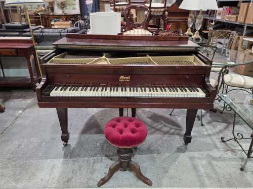 Morel New York grand piano with music stool (requires some repair and hinges)