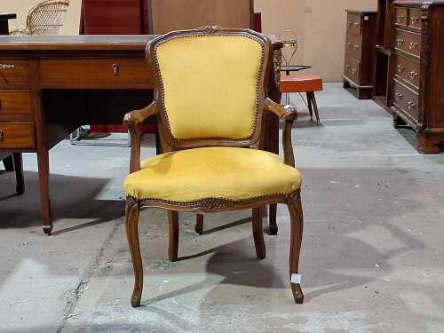 Louis XV mustard upholstered armchair