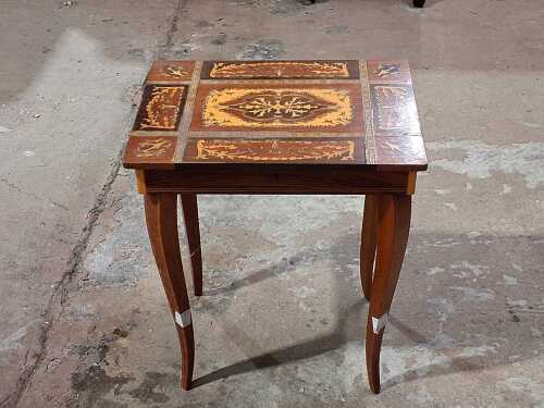 Inlaid timber jewellery box on stand