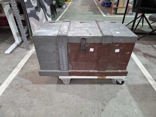 Storage chest on dolly with inner removable shelf