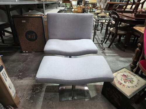 Swivel lounge chair and matching footstool