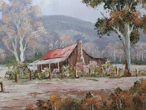 V. Schalkwyk, (Australian landscape with cottage), oil painting on board