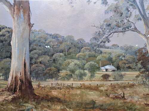 Hugh Guthrie, Australian bush scene, 1999. Oil painting on board